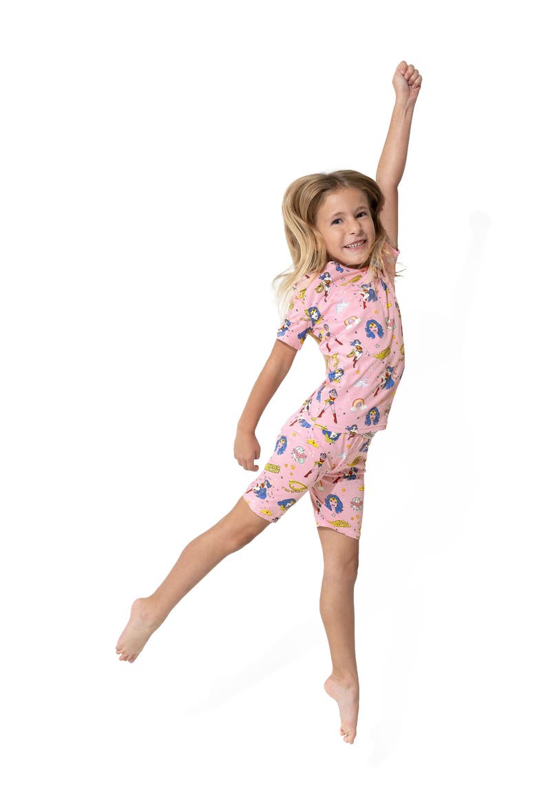 Wonder Woman Kids 2-Piece Short Sleeve & Shorts Pajama Set, Alternate, color, Wonder Woman