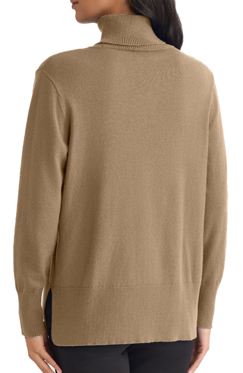Jones New York Turtleneck Seam Front Bouclé Sweater, Alternate, color, Caf Au Lait