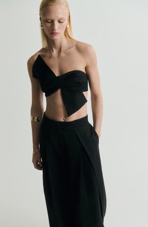 Mango Pleated Wide Leg Pants In Black