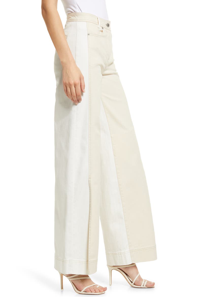 Two-Tone High Waist Wide Leg Jeans, Alternate, color, IVORY