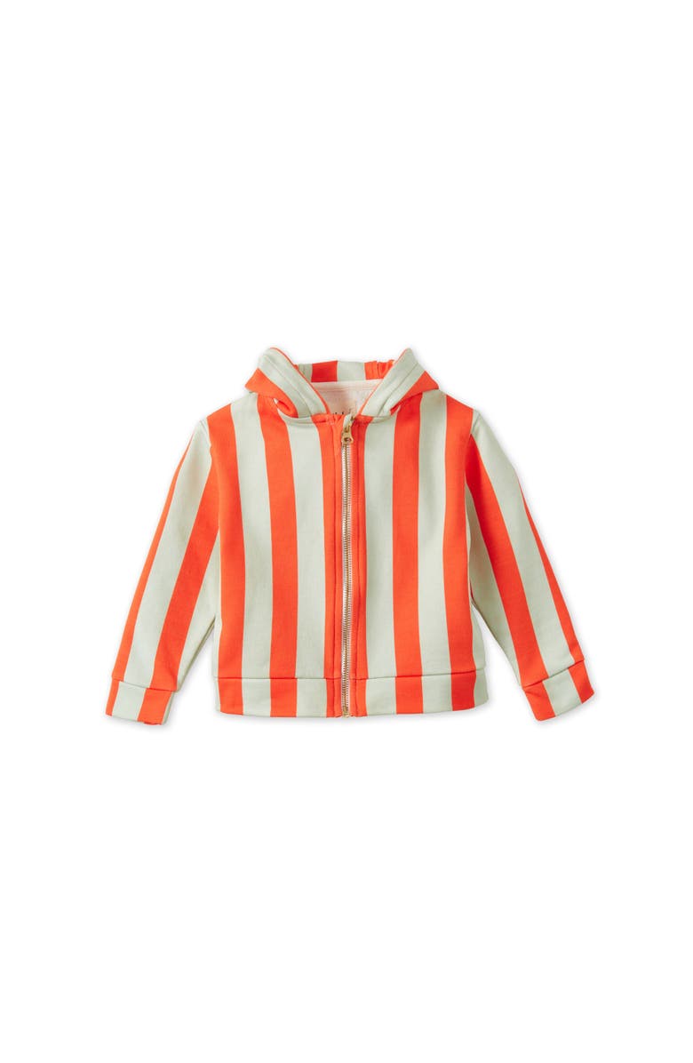 Vild House of Little Striped Organic Cotton Zip Up Hoodie, Main, color, Orange/Green Stripe
