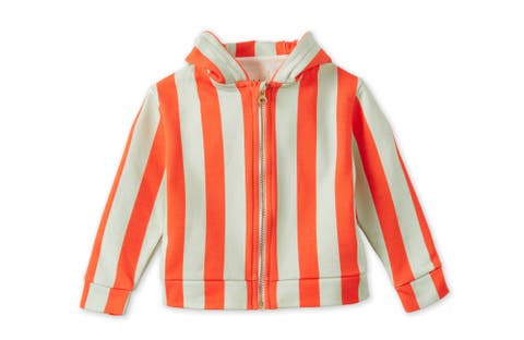Striped Organic Cotton Zip Up Hoodie