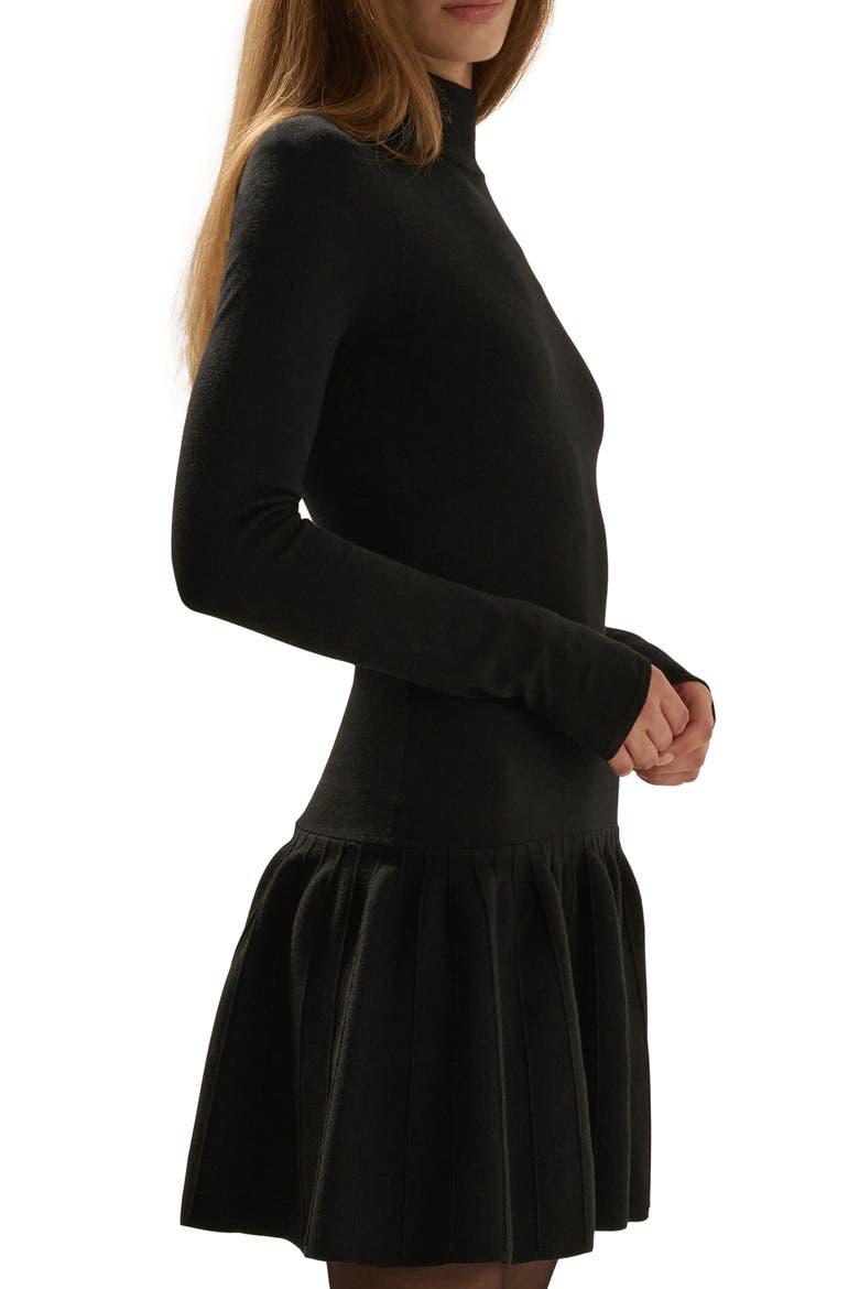 The Perfect Daughter Long Sleeve Wool Blend Minidress, Alternate, color, BLACK