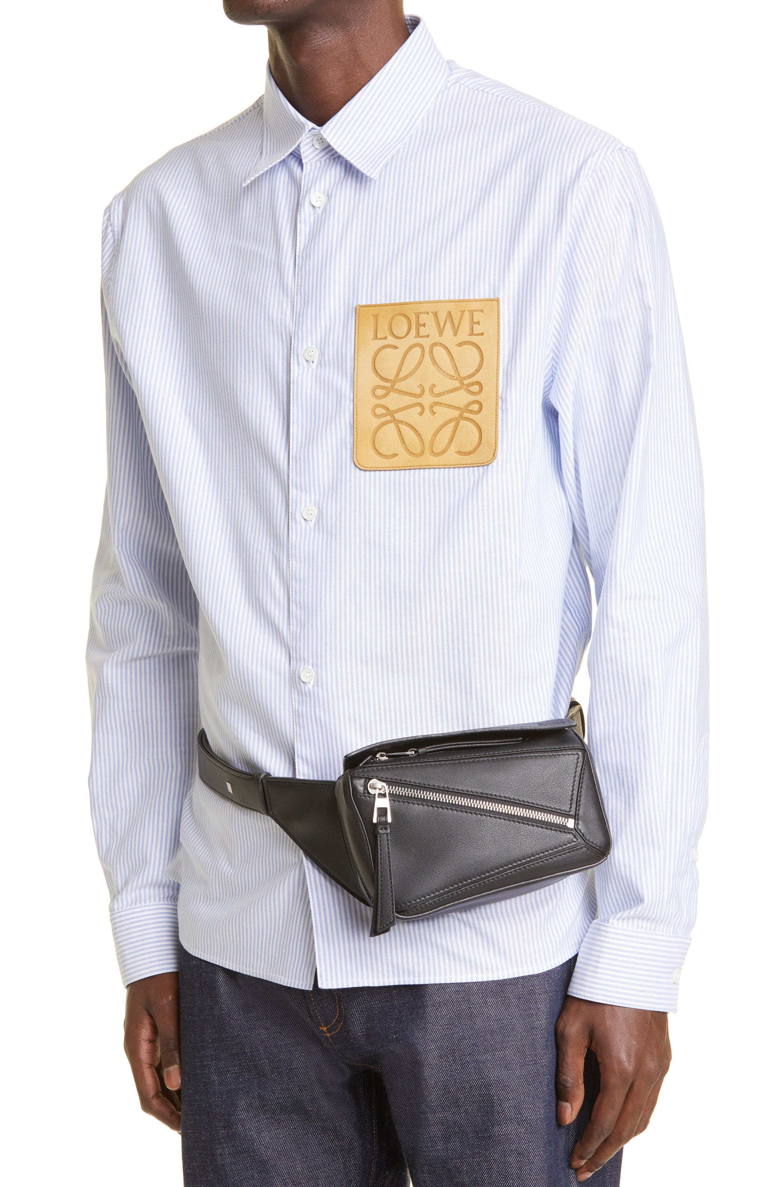 Loewe Mini Puzzle Leather Belt Bag, Alternate, color, 