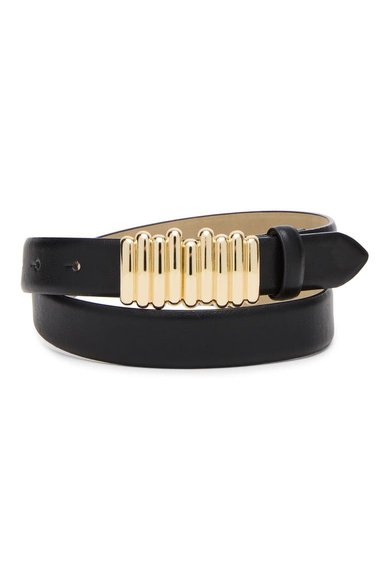 Ridged Plaque Belt, Alternate, color, BLACK-GOLD