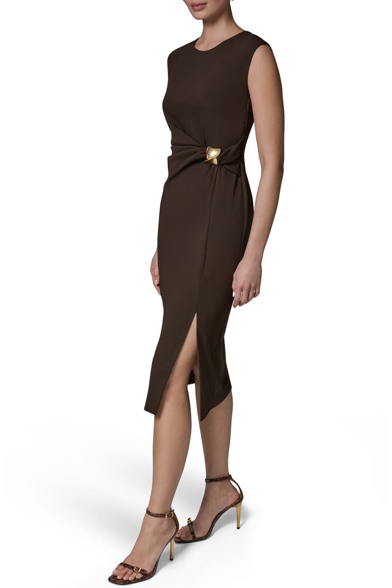 Twist Clasp Sheath Dress, Alternate, color, ESPRESSO