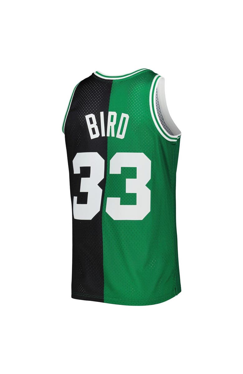 Mitchell & Ness Men's Mitchell & Ness Larry Bird Black/Kelly Green Boston Celtics Hardwood Classics 1985/86 Split Swingman Jersey, Alternate, color,