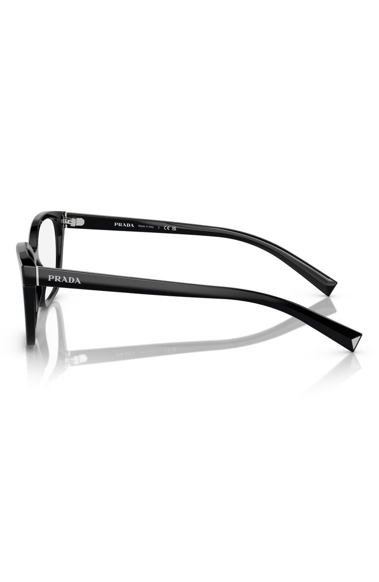 Prada 53mm Rectangular Optical Glasses, Alternate, color, Black