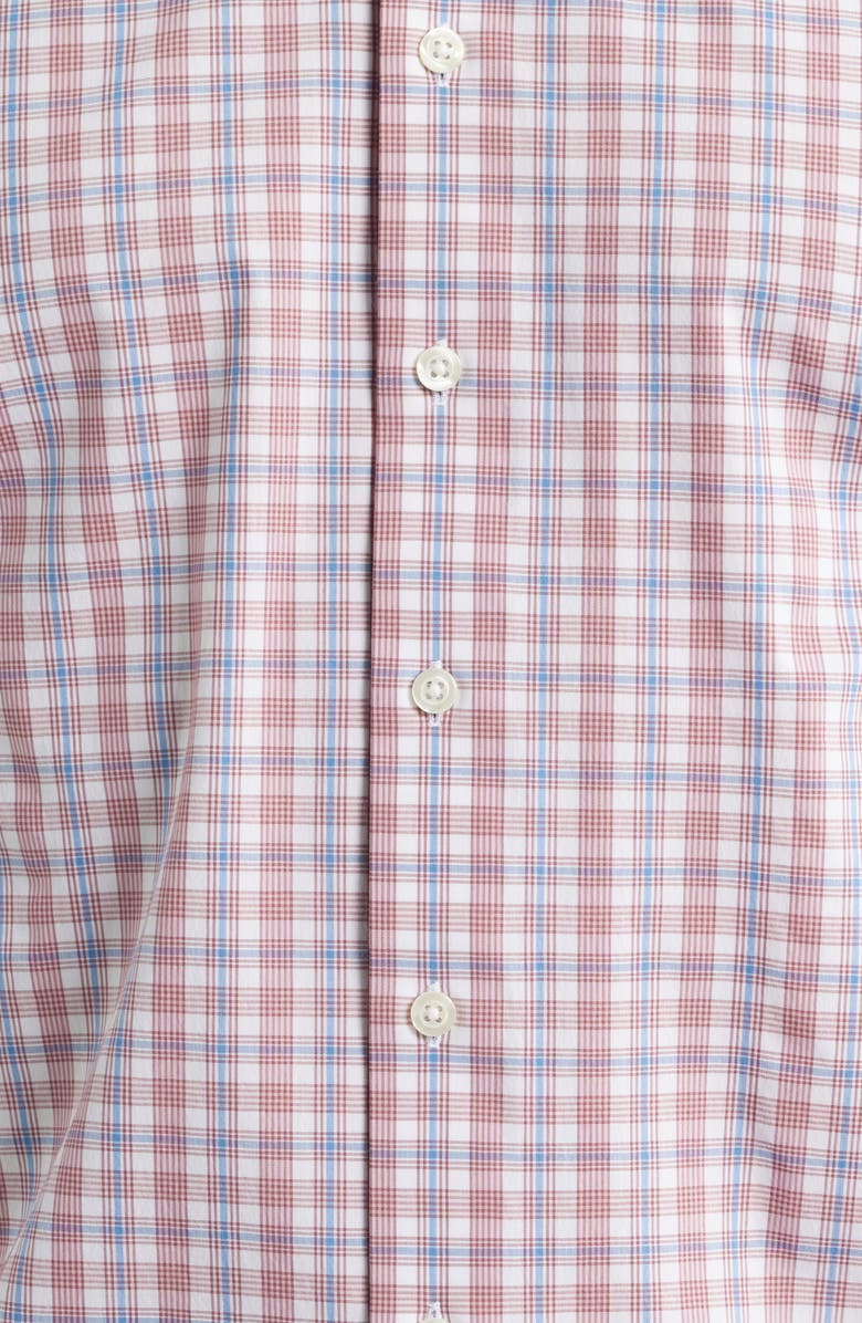 johnnie-O Brantley Plaid Performance Button-Down Shirt, Alternate, color, Malibu Red