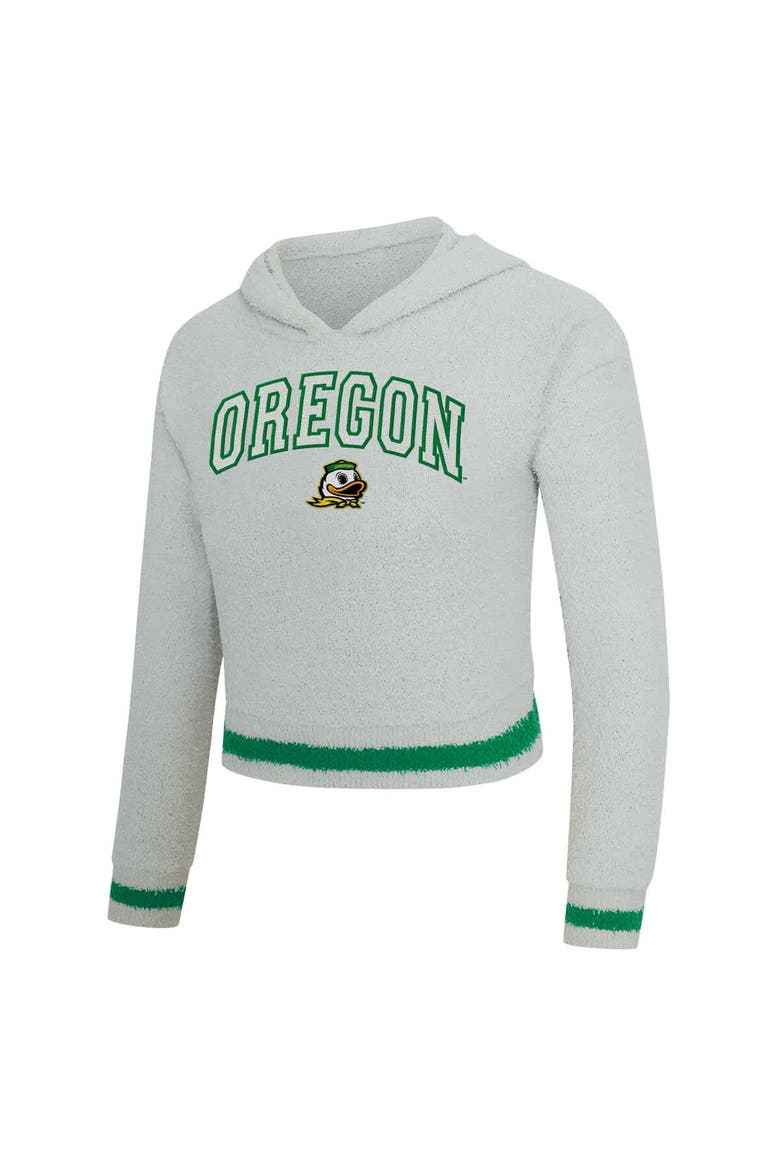 Women's Concepts Sport Gray/Green Oregon Ducks Whitley Long Sleeve Hoodie Top & Shorts Set, Alternate, color, Gray