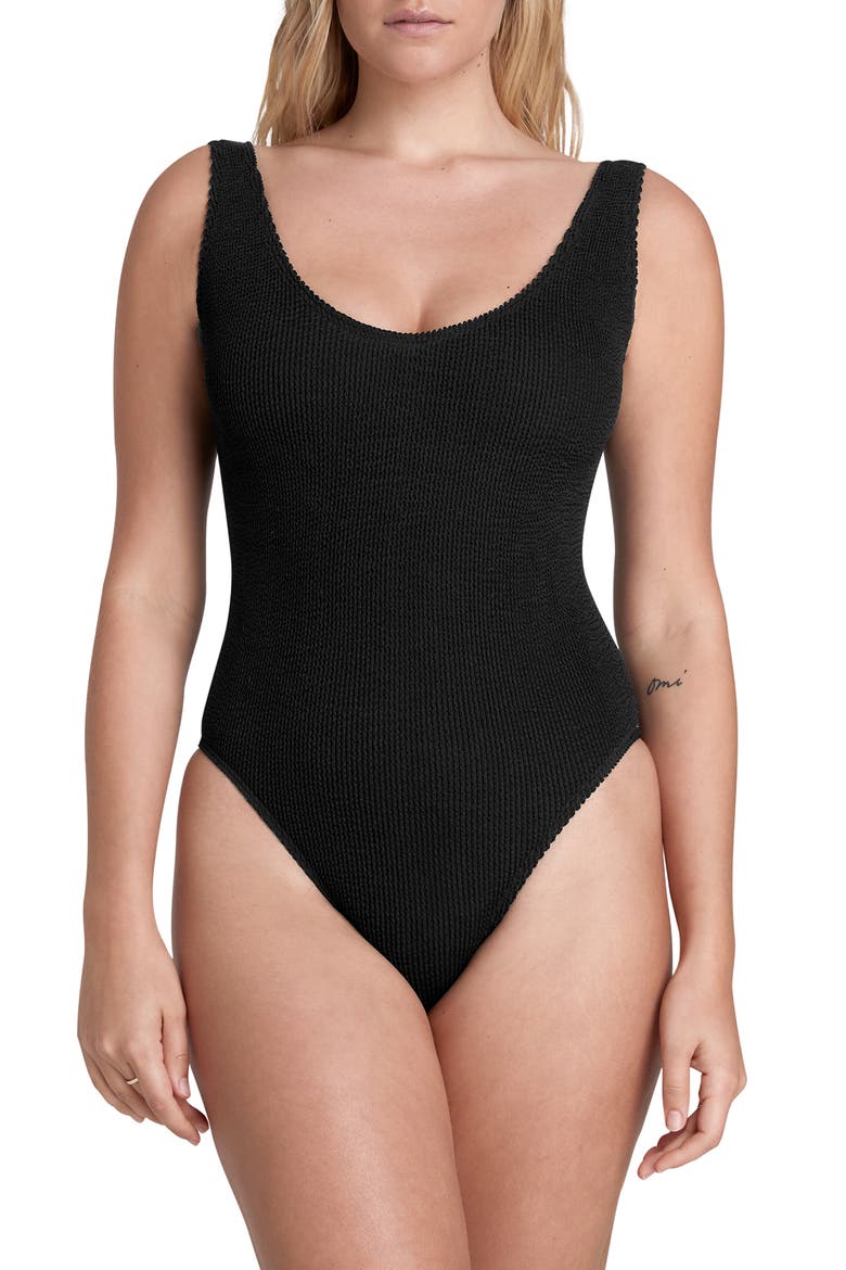 BOUND by Bond-Eye The Mara Ribbed One-Piece Swimsuit, Main, color, BLACK  ECO
