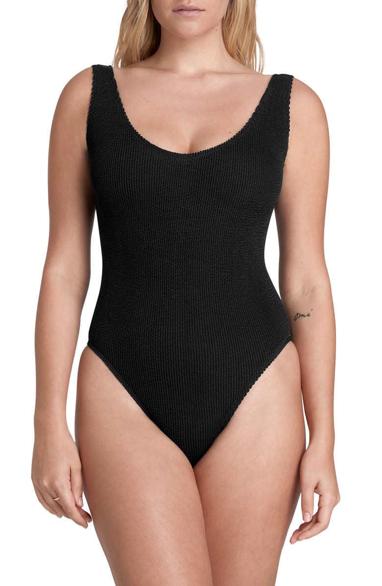 bond-eye BOUND by Bond-Eye The Mara Ribbed One-Piece Swimsuit, Main, color, Black Eco