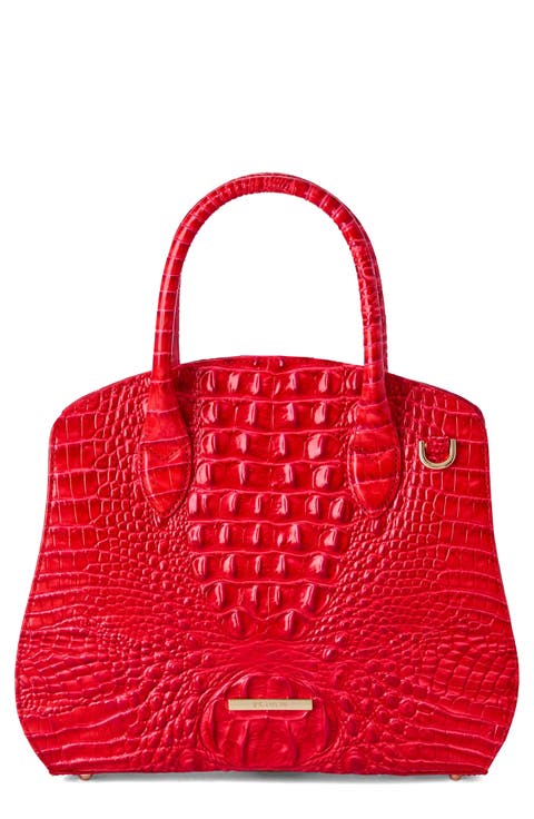 Rosetta Croc Embossed Leather Satchel