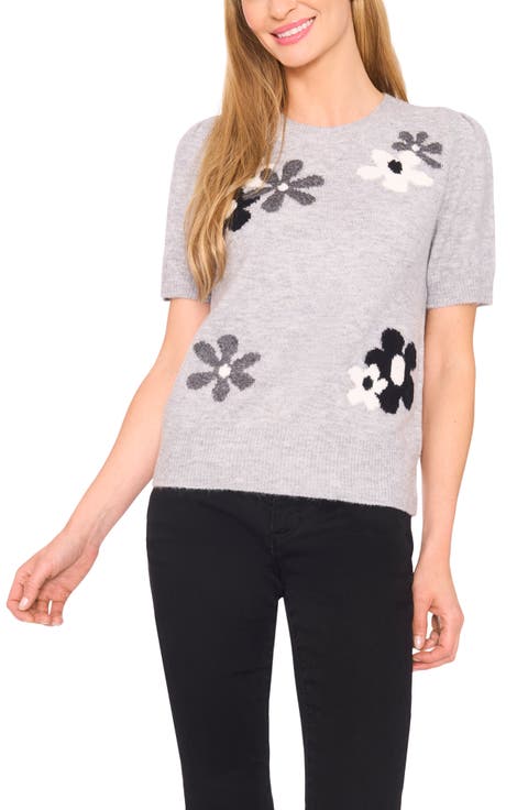 Groovy Flower Short Sleeve Sweater