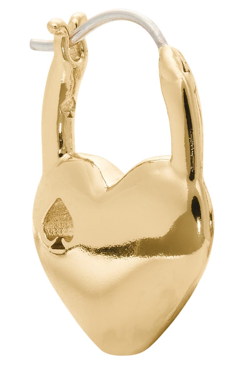 Heart Spade Huggie Hoop Earrings, Alternate, color, GOLD