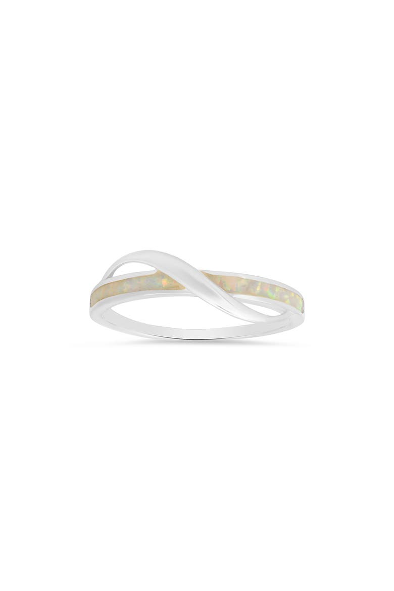 Sterling Silver Lab-Created Opal Ring, Main, color, SILVER