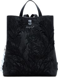 Desigual Flower Embossed Faux Leather Backpack