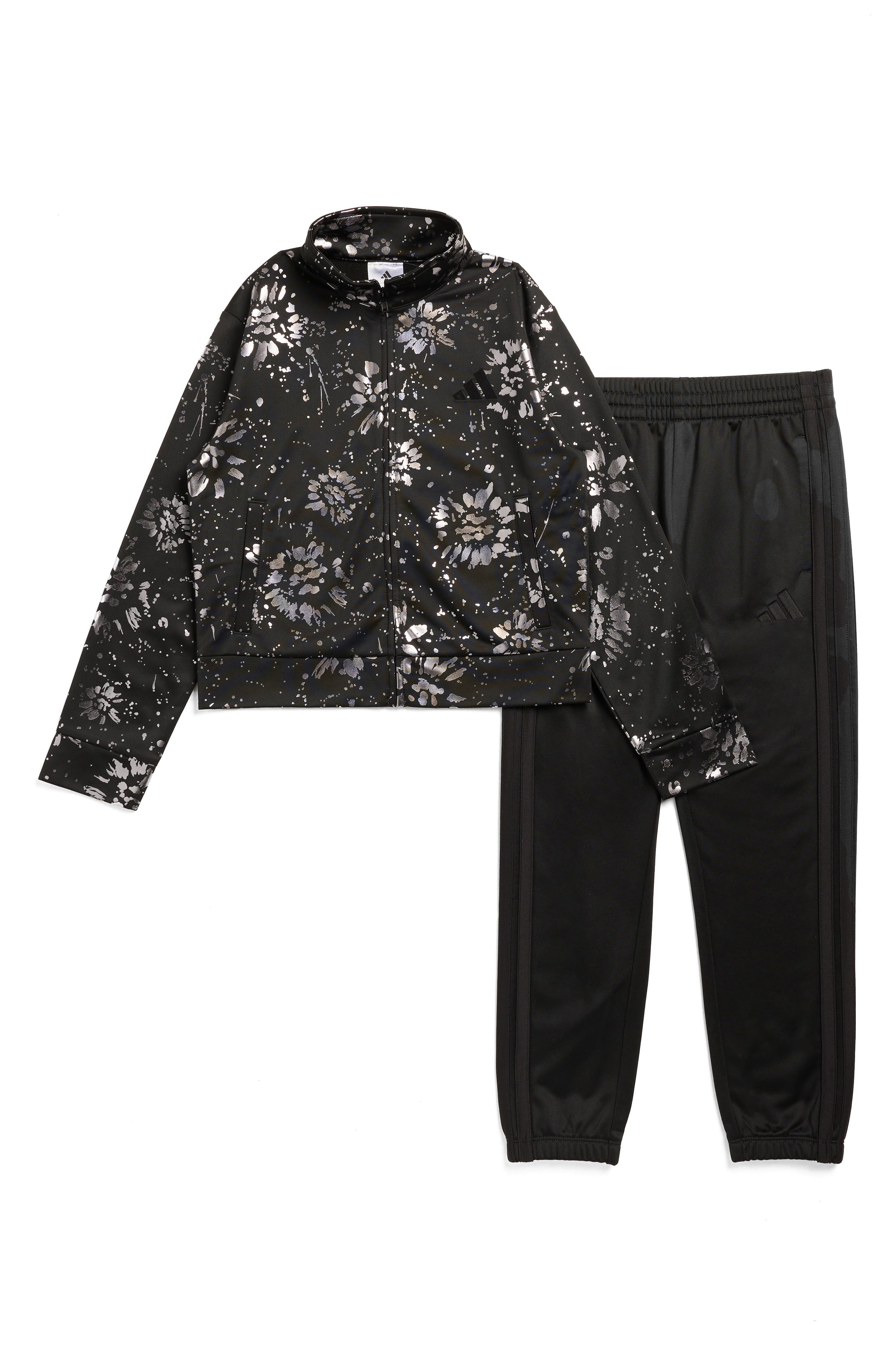 adidas Kids' Glam Floral Tricot Jacket & Joggers Set