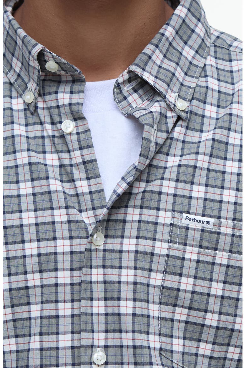Lomond Tailored Fit Plaid Stretch Cotton Button-Down Shirt, Alternate, color, BLEACHED PINE TARTAN