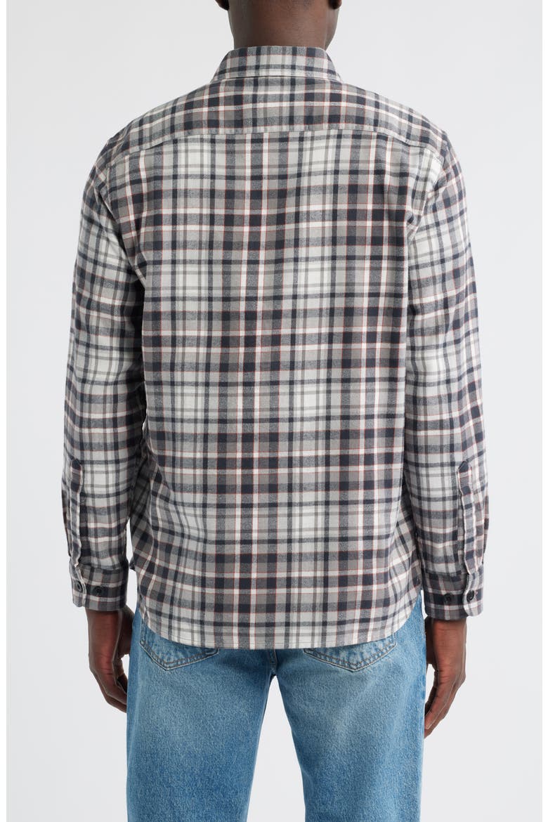 Burnside Plaid Flannel Button-Up Shirt, Alternate, color, GREY PLAID