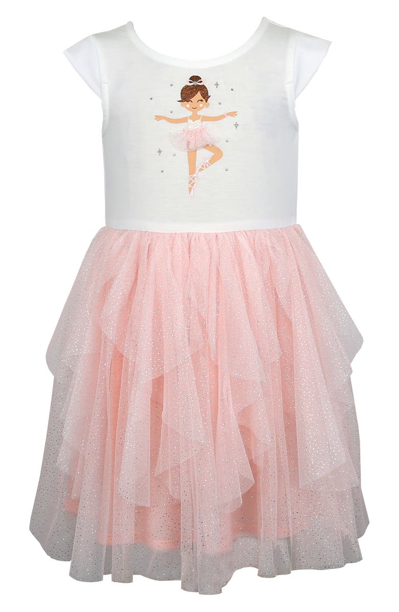 Zunie Kids' Cap Sleeve Tutu Dress, Main, color, Ivory/ Blush