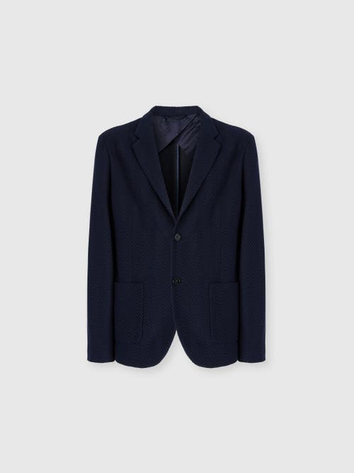Missoni Single-breasted Jacket With Zigzag Pattern In Blue