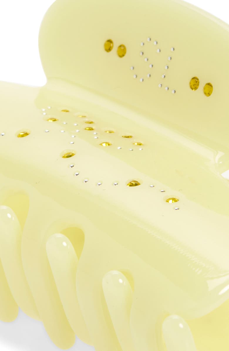 Sandy Liang Princess Crystal Embellished Claw Clip, Alternate, color, Chartreuse