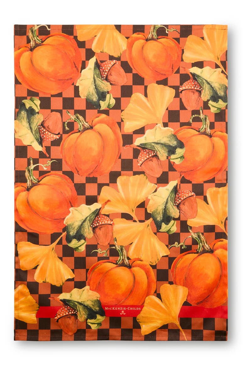 Checked Pumpkin Harvest Dish Towel, Main, color, ORANGE