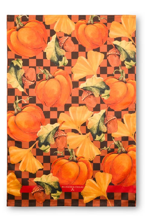 Checked Pumpkin Harvest Dish Towel