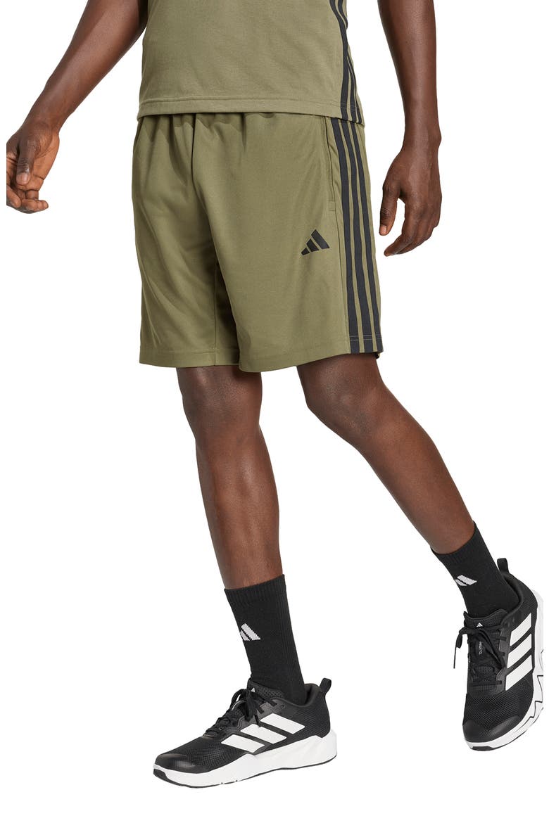 3-Stripes Performance Training Shorts, Main, color, OLIVE STRATA/ BLACK