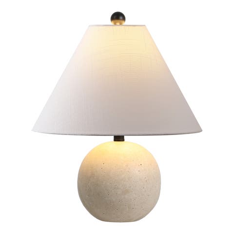 Liza 16" Modern Minimalist Travertine Globe LED Table Lamp