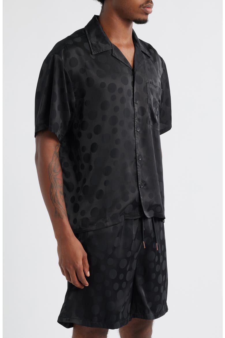 Tonal Dot Camp Shirt, Alternate, color, BLACK