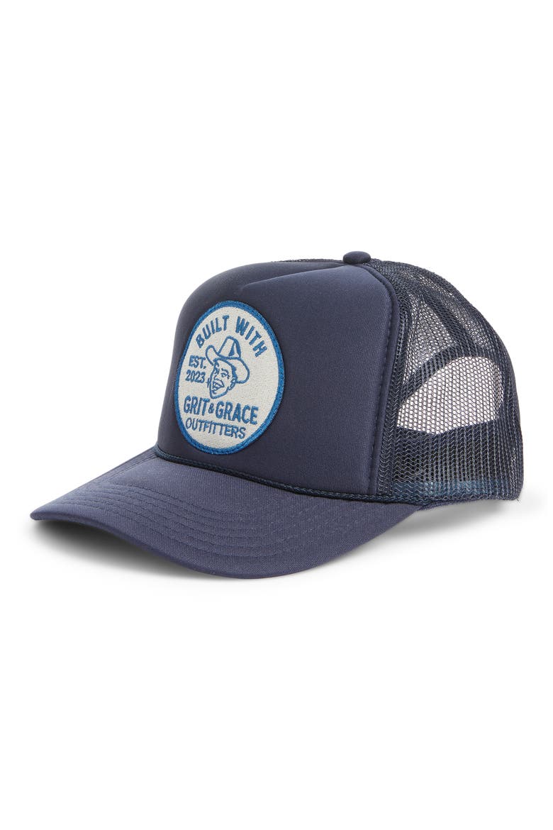 Built with Grace Trucker Hat, Main, color, NAVY