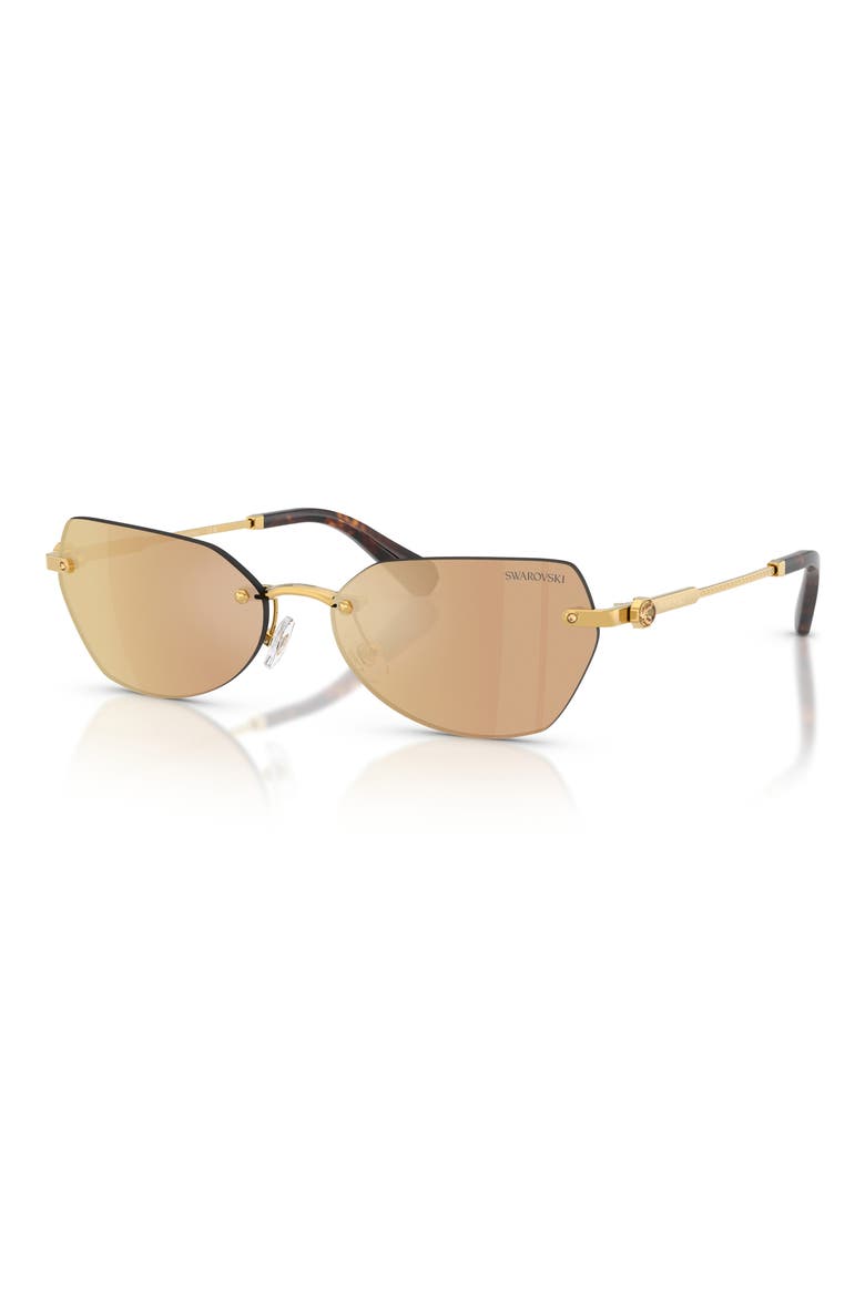 58mm Mirrored Irregular Sunglasses, Alternate, color, GOLD / BROWN MIRROR ROSE GOLD