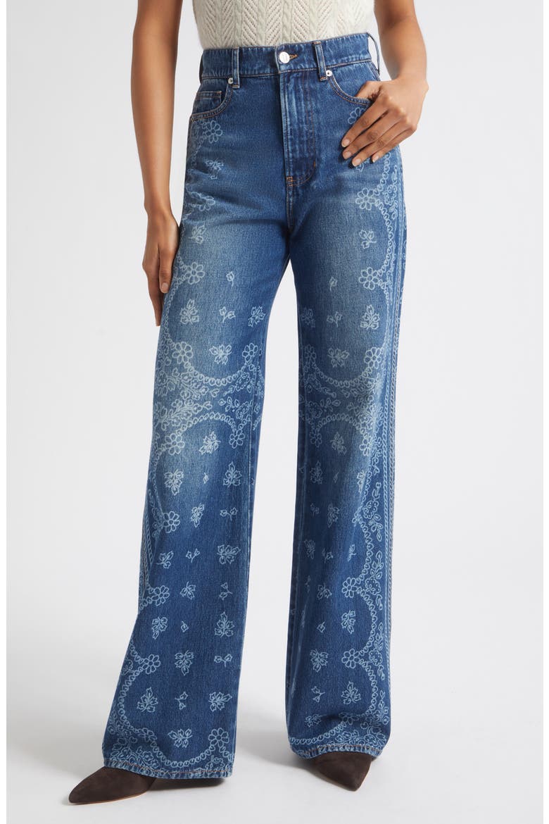 Taylor High Waist Wide Leg Jeans, Main, color, INDIGO BANDANA