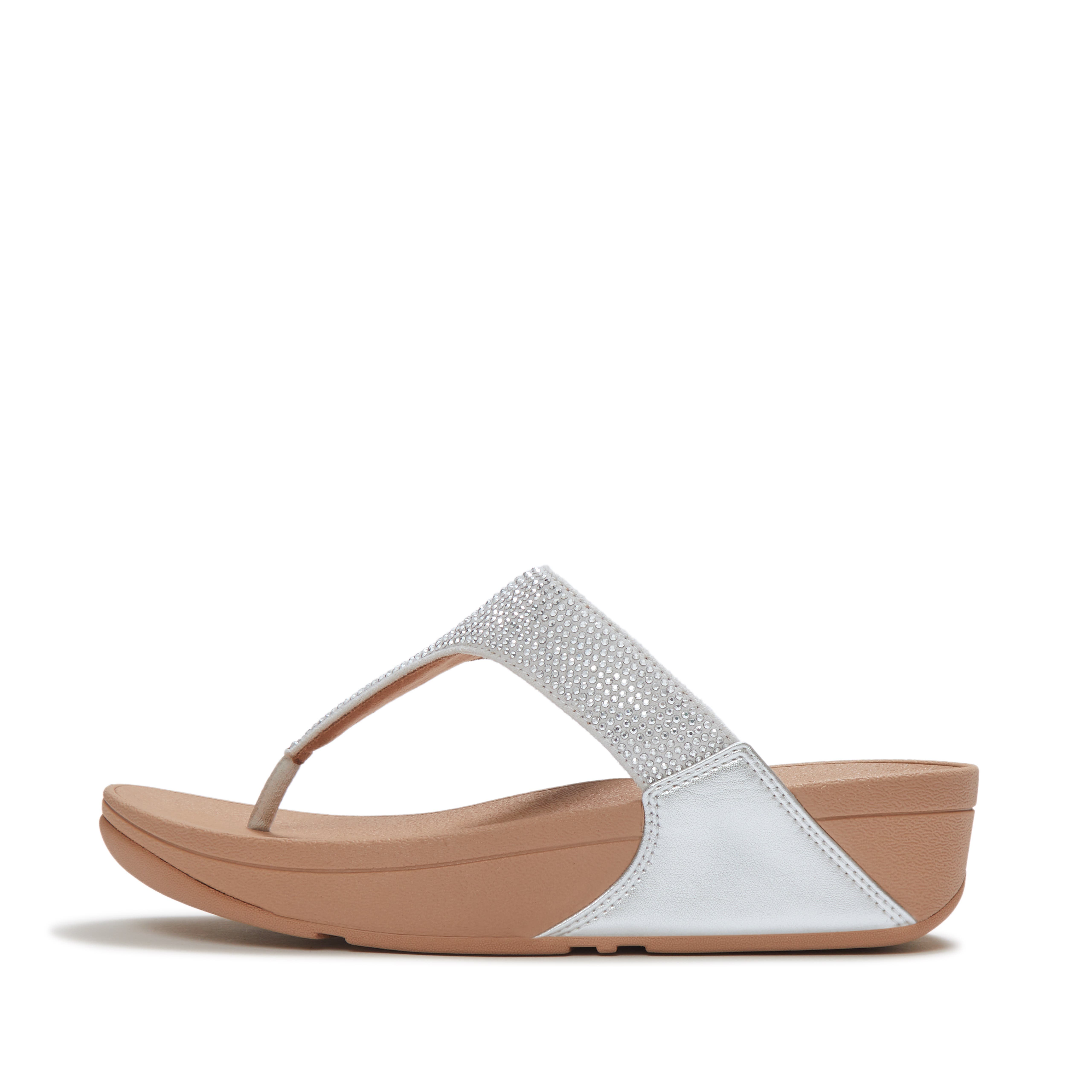 FitFlop Lulu Crystal Embelli Toe-Post, Alternate, color, Steeled Silver