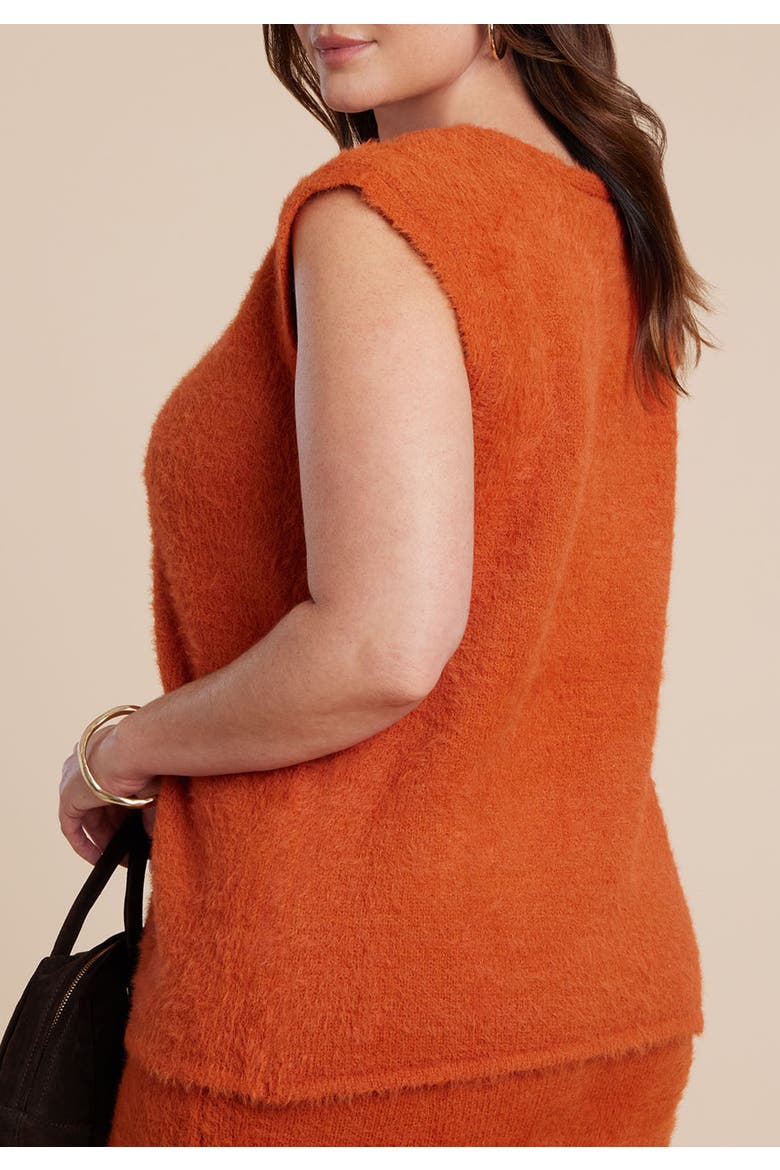 Fuzzy Sweater Vest, Alternate, color, ORANGE BRONZE