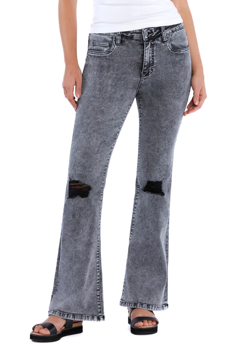 Chloe Acid Wash Mid Rise Flare Jeans, Main, color, POWDER GREY