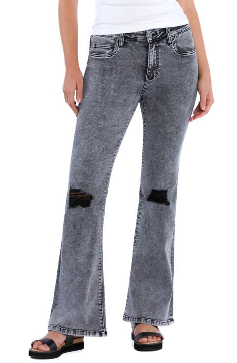 Chloe Acid Wash Mid Rise Flare Jeans (Powder Grey)