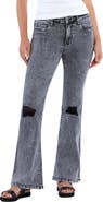 HINT OF BLU Chloe Acid Wash Mid Rise Flare Jeans