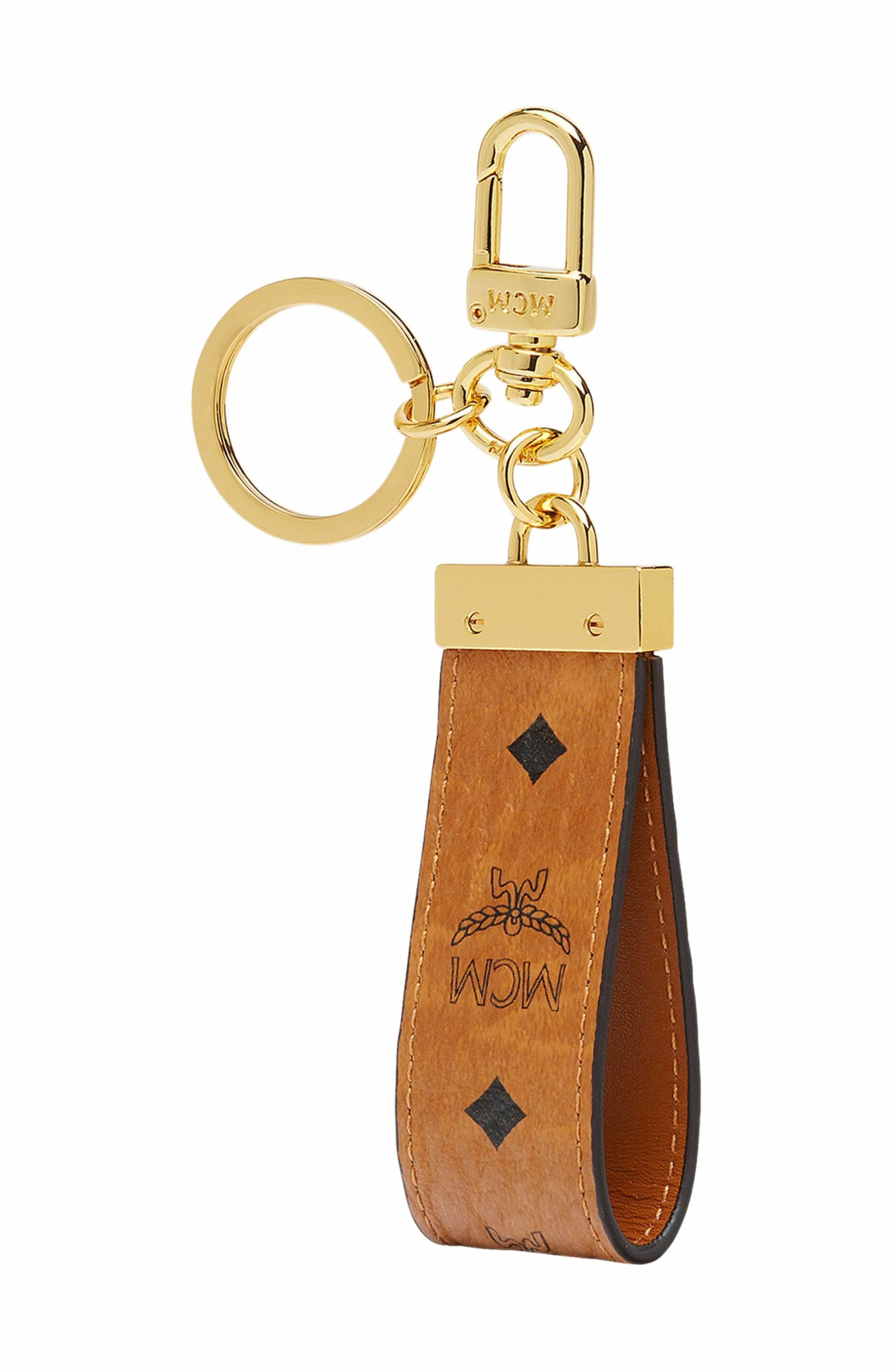 MCM Key Ring in Visetos Original, Alternate, color, Cognac