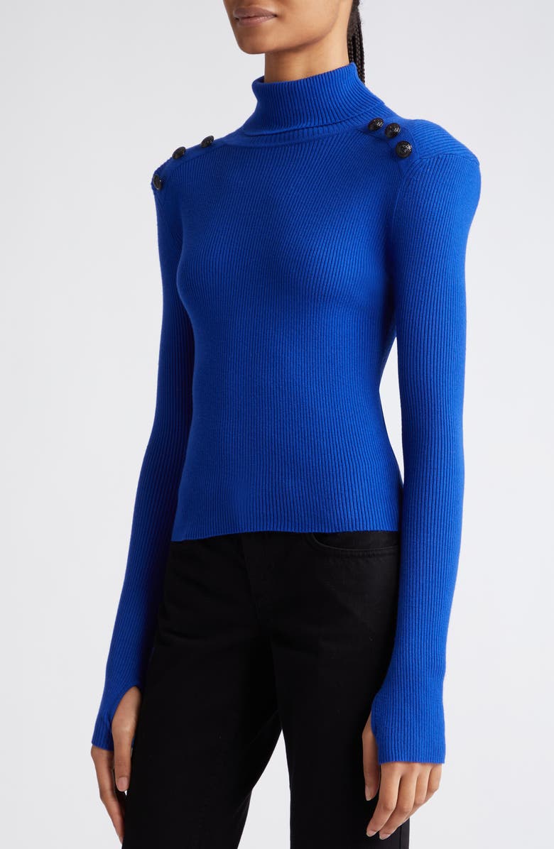 L'AGENCE Reeves Button Shoulder Rib Turtleneck Top, Alternate, color, 