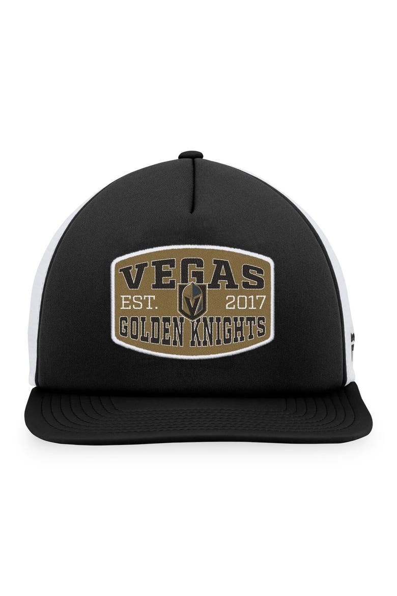 Men's Fanatics Branded Black/White Vegas Golden Knights Foam Front Patch Trucker Snapback Hat, Alternate, color, Black