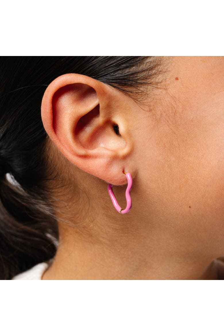 Enamel Heart Hoop, Alternate, color, Pink