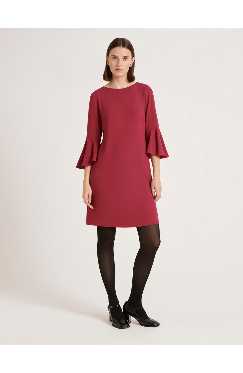 Finery London Izzy Rich Crepe Long Sleeve Short Dress, Main, color, Berry
