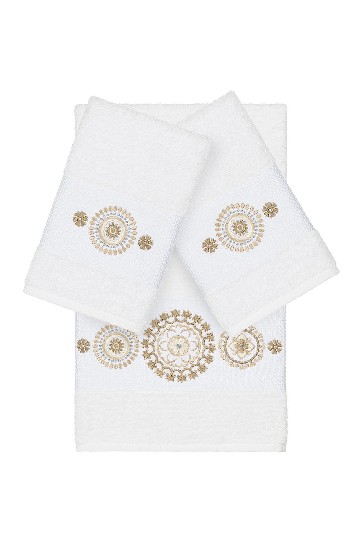Linum Home Textiles Isabell 3-Piece Embellished Towel Set - White