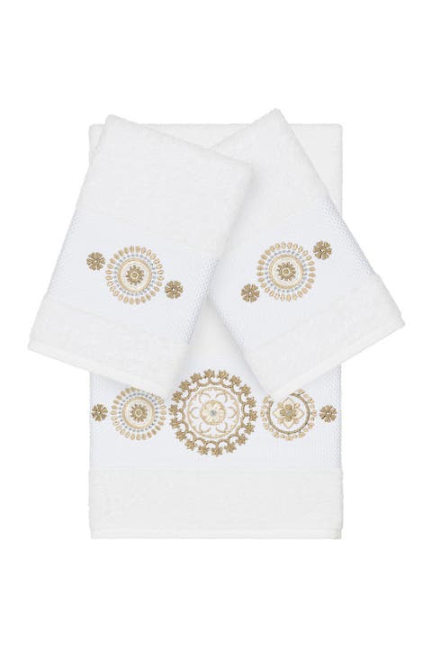Isabell 3-Piece Embellished Towel Set - White