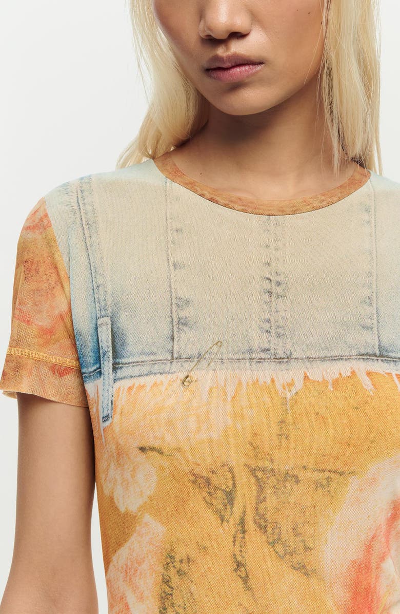 Desigual Trompe l'Oeil Midi T-Shirt Dress, Alternate, color, Medium Beige