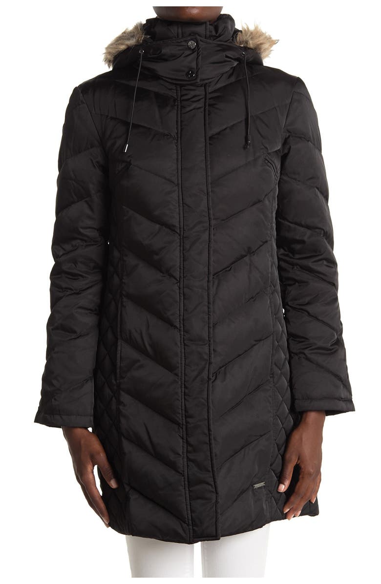 Kenneth Cole New York Faux Fur Trimmed Removable Hood Quilted Down Puffer Jacket, Alternate, color,