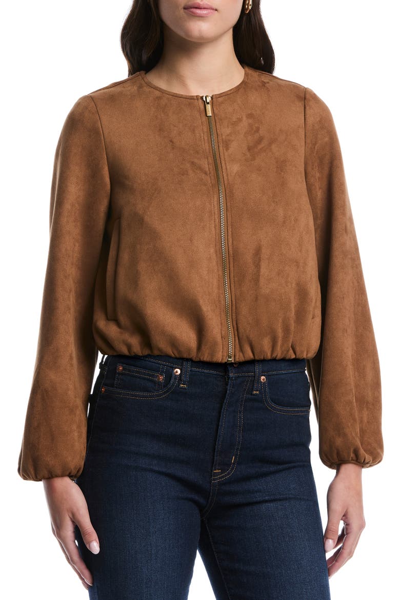 Faux Suede Bubble Jacket, Main, color, RUBBER